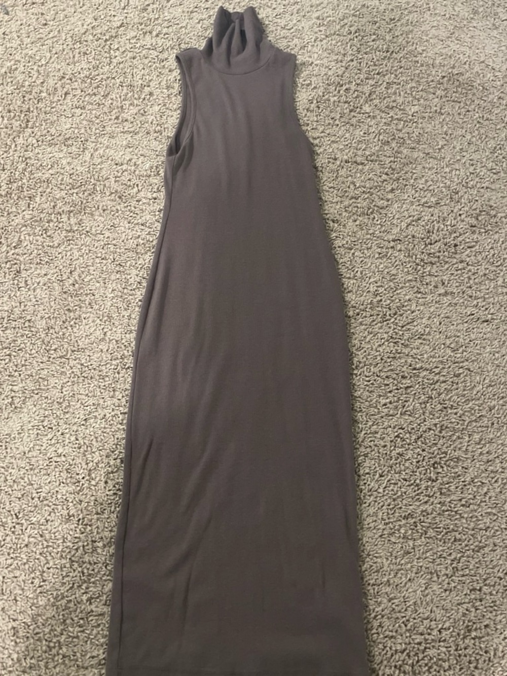 Sleeveless Turtleneck Maxi Dress in Charcoal